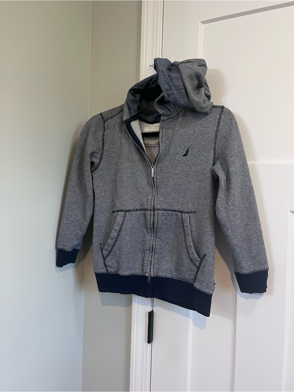Nautica Kids Gray Hoodie with Navy Trim